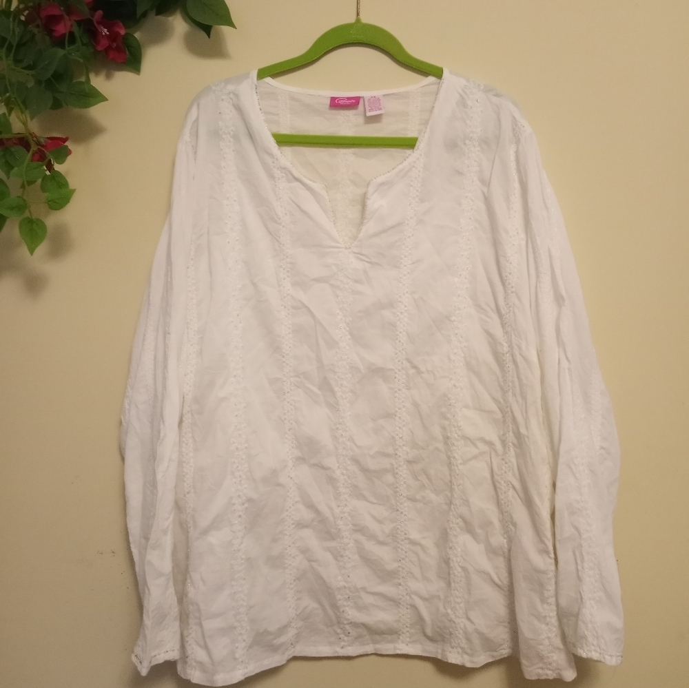 🌴 Embellished Women's Blouse Sz 3x